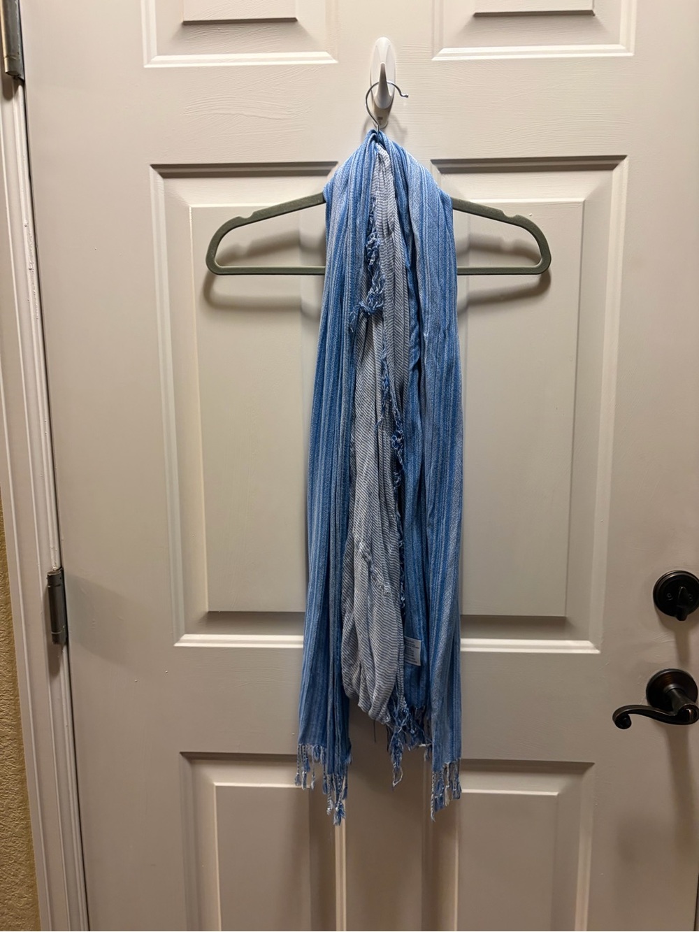 Two Light Blue Decorative Woven Scarves